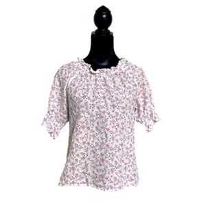 Jennifer and Grace Scalloped Floral Eyelet Cotton Cottagecore Blouse Small